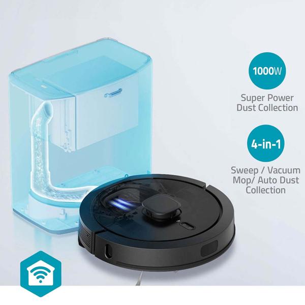 Saugroboter mit Wischfunktion, SmartLife App-Steuerung, Ladestation, Laser-Navigation, für Hartböden (Laminat, Parkett, Fliesen), Teppiche, Haare