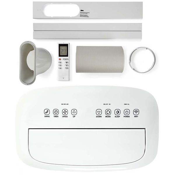 Mobile leistungsstarke Klimaanlage, Exzellente Kühlleistung 16.000 BTU, mit Entfeuchter, App-Steuerung, Energieklasse A, weiss