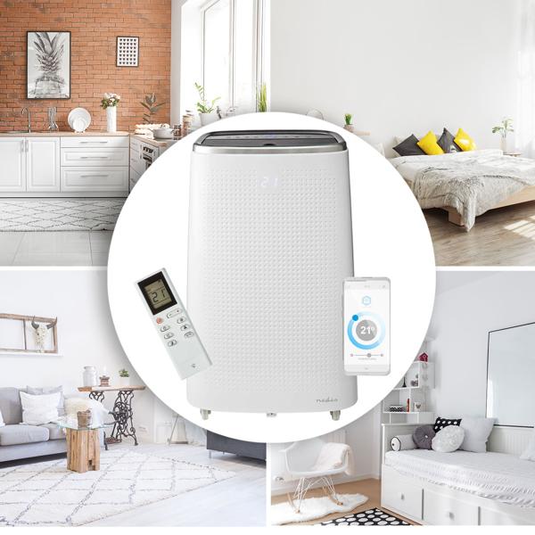 Mobile 14.000 BTU Klimaanlage - weiss, Top Kühlung & Entfeuchtung mit App-Steuerung - Leistungsstark und flexibel auf Rollen