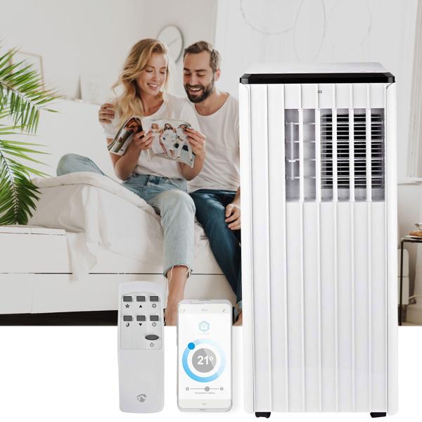 Mobile 3 in 1 Klimaanlage (Kühlen, Belüften, Entfeuchten), App-Steuerung, 9.000 BTU, Timer, LCD Display, weiss