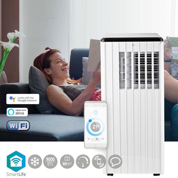 Mobile 3 in 1 Klimaanlage (Kühlen, Belüften, Entfeuchten), App-Steuerung, 9.000 BTU, Timer, LCD Display, weiss