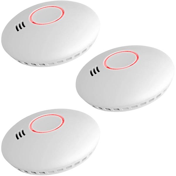 3er-Set Vernetzbarer Funkrauchmelder mit Hitzesensor, 85dB