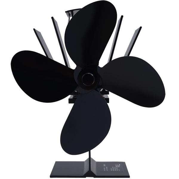 2er-Set Stromloser Kaminventilator Schwarz - 4 Lüfterblätter für effiziente Wärmeverteilung - Startet ab 65°C, bis 345°C - Geräuscharm & energieeffizient