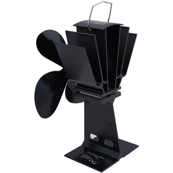 2er-Set Stromloser Kaminventilator Schwarz - 4 Lüfterblätter für effiziente Wärmeverteilung - Startet ab 65°C, bis 345°C - Geräuscharm & energieeffizient