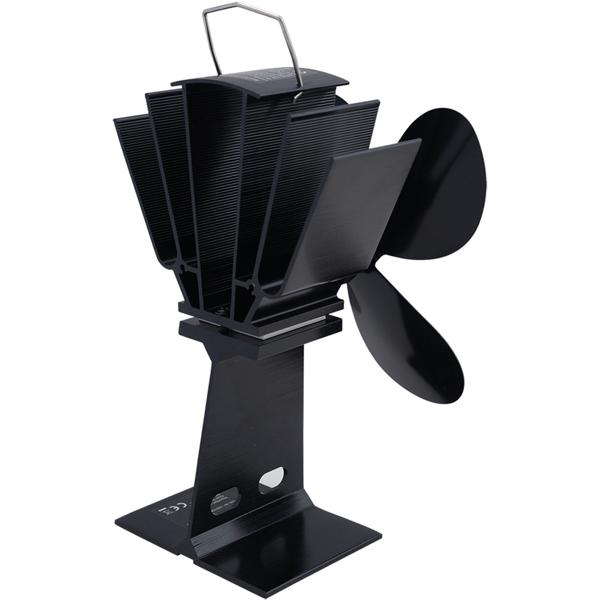 2er-Set Stromloser Kaminventilator Schwarz - 4 Lüfterblätter für effiziente Wärmeverteilung - Startet ab 65°C, bis 345°C - Geräuscharm & energieeffizient