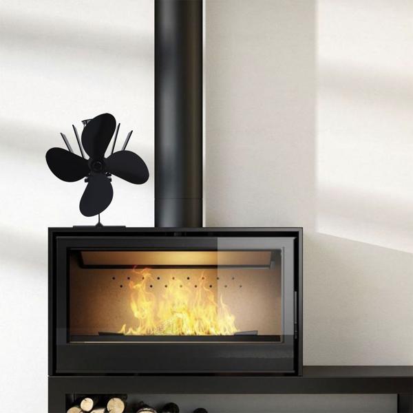 2er-Set Stromloser Kaminventilator Schwarz - 4 Lüfterblätter für effiziente Wärmeverteilung - Startet ab 65°C, bis 345°C - Geräuscharm & energieeffizient