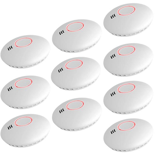 10er-Set Vernetzbarer Funkrauchmelder mit Hitzesensor, 85dB