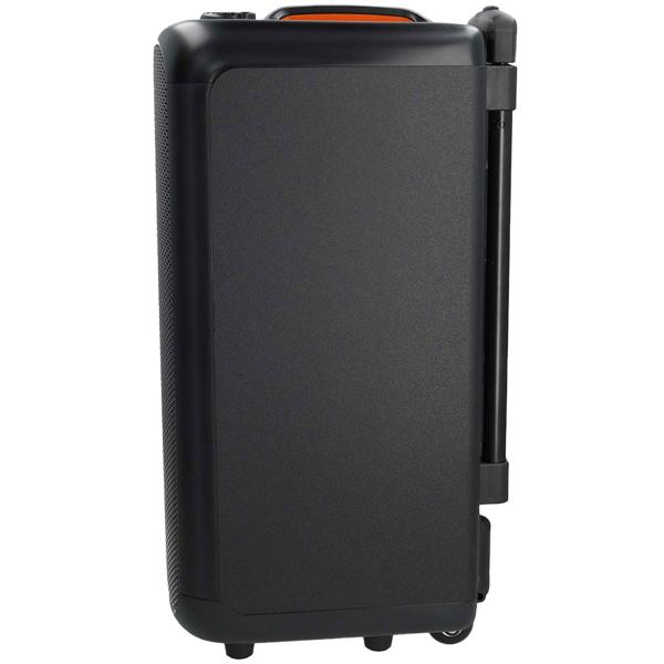 Hochwertiger grosser Bluetooth Lautsprecher mit Beleuchtung, Subwoofer und Mikrofon-/Gitarreneingang, Karaoke Box, Kabelloser Trolley-Lautsprecher, AUX, USB