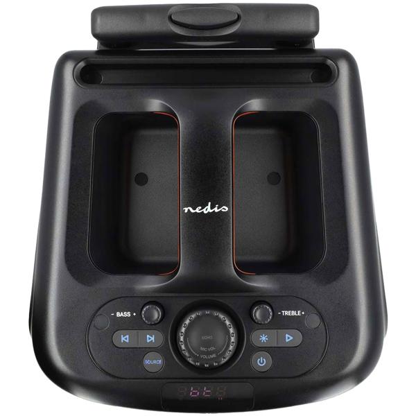 Hochwertiger grosser Bluetooth Lautsprecher mit Beleuchtung, Subwoofer und Mikrofon-/Gitarreneingang, Karaoke Box, Kabelloser Trolley-Lautsprecher, AUX, USB