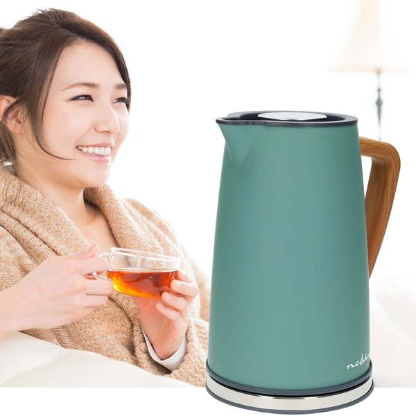 Edler Design-Wasserkocher in Mintgrün - 1.7 Liter, 2200 Watt, Edelstahl mit Soft-Touch-Oberfläche – 360° drehbar & ein Blickfang in jeder Küche