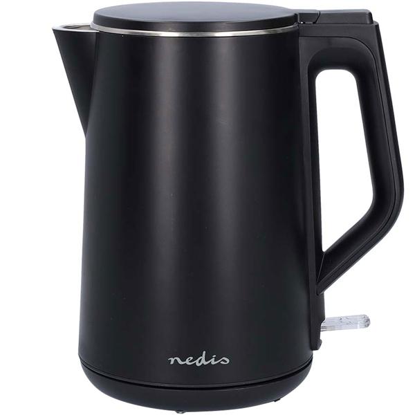 Eleganter, doppelwandiger Wasserkocher in Schwarz, 1,5L – Robust, pflegeleicht & energiesparend – Stilvolles Küchenhighlight