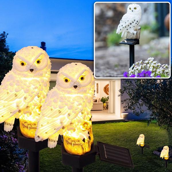 Originelle LED Solar Eule, 2er-Set, wetterfest und witterungsbeständig, Solar Gartenleuchte mit Dämmerungssensor, effektvolle Lichtquelle für Garten und Balkon