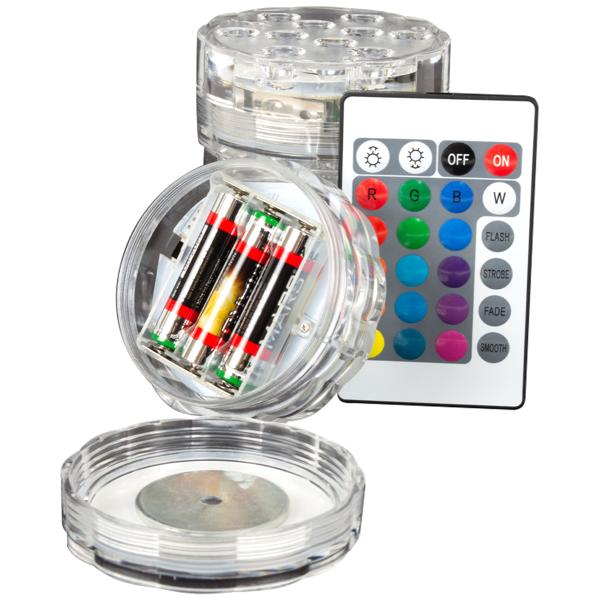 8er-Set Multicolor-LED-Unterwasserleuchten: 15 Farben, Fernbedienung, IP68 - für beeindruckende Lichteffekte unter Wasser