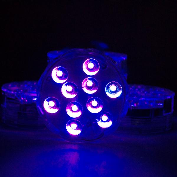 8er-Set Multicolor-LED-Unterwasserleuchten: 15 Farben, Fernbedienung, IP68 - für beeindruckende Lichteffekte unter Wasser