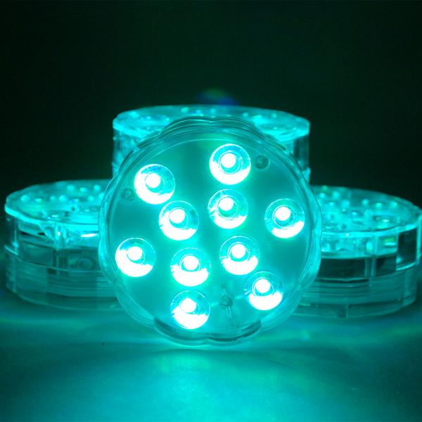 8er-Set Multicolor-LED-Unterwasserleuchten: 15 Farben, Fernbedienung, IP68 - für beeindruckende Lichteffekte unter Wasser