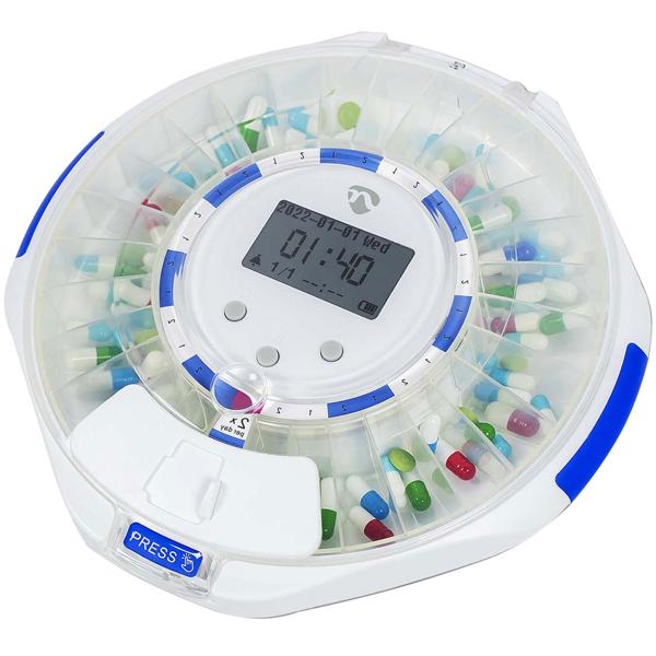 SmartLife Medikamentendose, WLAN, App Steuerung/Überwachung, 28 Fächer, LCD-Display - Nie mehr Pillen vergessen - Top-Sicherheit + Kontrolle