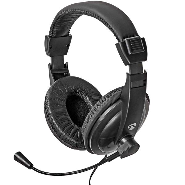 Over-Ear PC-Headset - Klappbares Mikrofon für Online-Meetings, Skype & Gaming - 40 mm-Lautsprechertreiber, 1.8m Kabel - Schwarz, Stereo, 3.5mm