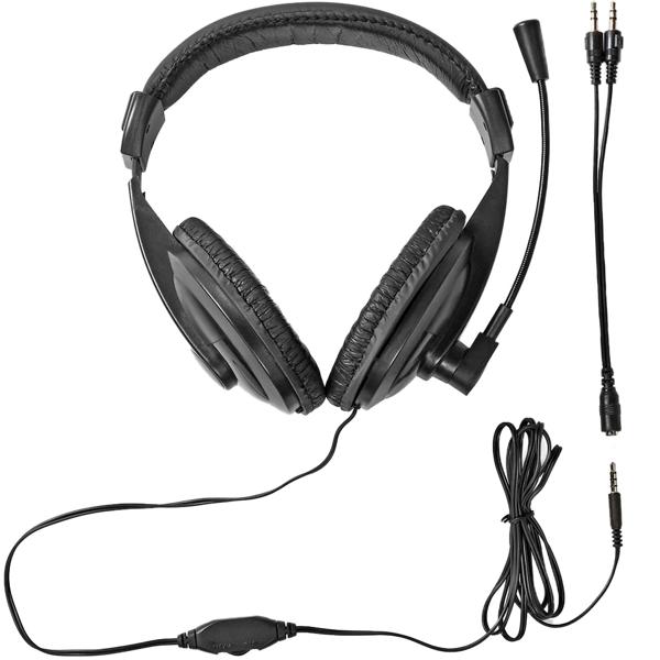 Over-Ear PC-Headset - Klappbares Mikrofon für Online-Meetings, Skype & Gaming - 40 mm-Lautsprechertreiber, 1.8m Kabel - Schwarz, Stereo, 3.5mm