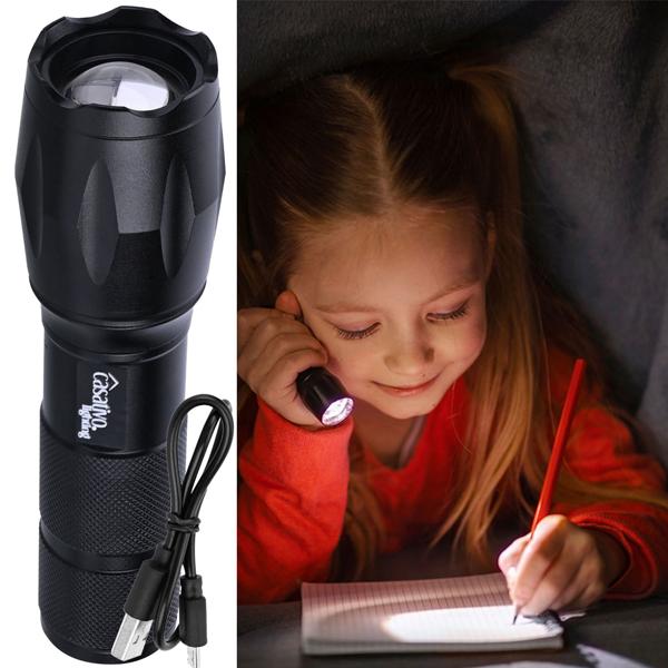 Besonders helle 2in1 LED-Taschenlampe (260 lm) plus Powerbank zum Laden von Smartphones, 1800mAh Li-Ion-Akku, IP44, wiederaufladbar, 3 Leuchtmodi