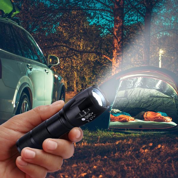 Besonders helle 2in1 LED-Taschenlampe (260 lm) plus Powerbank zum Laden von Smartphones, 1800mAh Li-Ion-Akku, IP44, wiederaufladbar, 3 Leuchtmodi