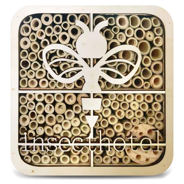 Hochwertiges Insektenhotel ’’Biene’’, kinderfreundlich, Naturholz, 20 x 20 x 7 cm, betet Wildbienen, Hummeln & Co. ein sicheres Zuhause