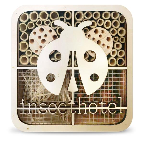 Einzigartiges Marienkäfer-Insektenhotel, Naturholz, 20x20x7cm – kinderfreundliches & originelles Design, liebevolles Zuhause für Nützlinge