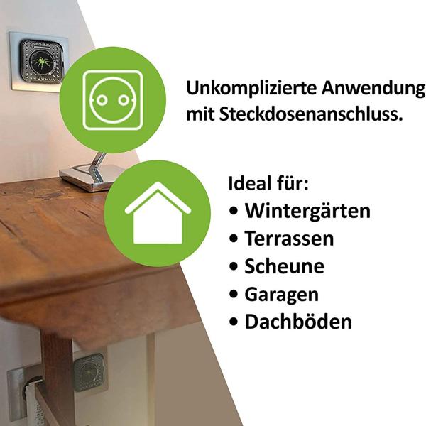 Spinnenabwehr mit Ultraschall-Signal - Insektenfrei umweltfreundlich, Wechselfrequenz, ohne Gewöhnungseffekt bei den Spinnen