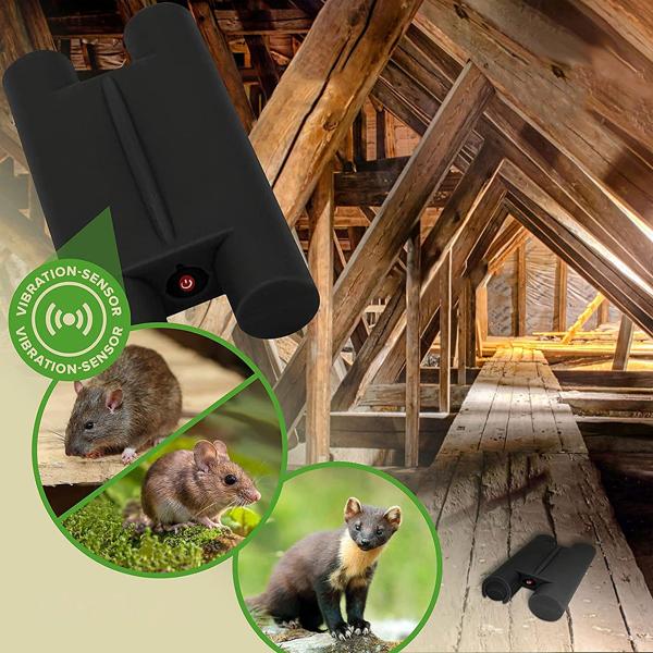 Mardervertreiber - Ultraschall mit Intervall - Mäuse- und Rattenabwehr - Für Haus, Auto, Garage, Dachboden - 60m² Wirkungsbereich - effektiv
