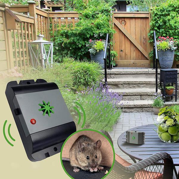 Effektiver Ultraschall Mäuse- und Rattenvertreiber, IP54 Schutz, Batteriebetrieb bis zu 12 Monate, bis zu 40m², mobil einsetzbar