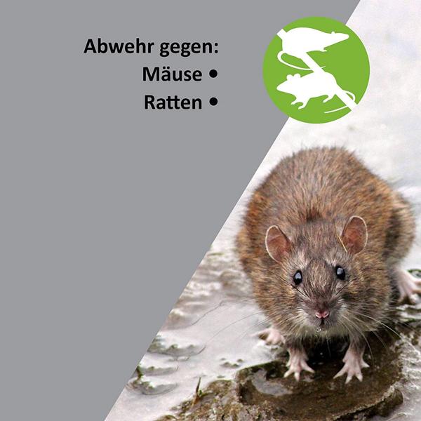 Effektiver Ultraschall Mäuse- und Rattenvertreiber, IP54 Schutz, Batteriebetrieb bis zu 12 Monate, bis zu 40m², mobil einsetzbar