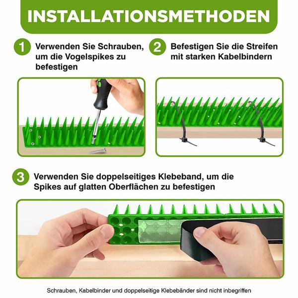 Taubenspikes 5,4m – effektive Anti-Vogel-Spikes in schwarz , je 45 cm – wetterfest, einfach zu montieren – Schutz vor Vögeln auf Balken & Fensterbänken