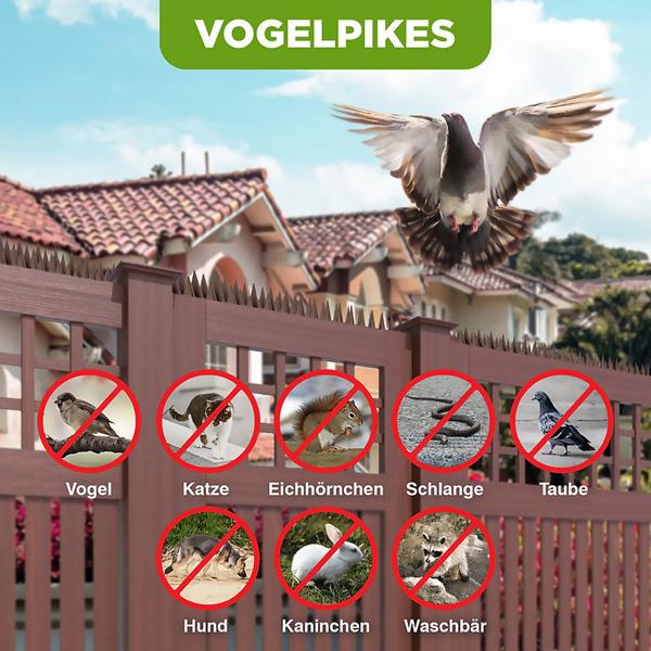Taubenabwehr-Spikes, 5,4m: 12 braune Module (45cm). Zuverlässige Anti-Vogel-Spikes für wirksamen Schutz. Diskret & einfach zu installieren