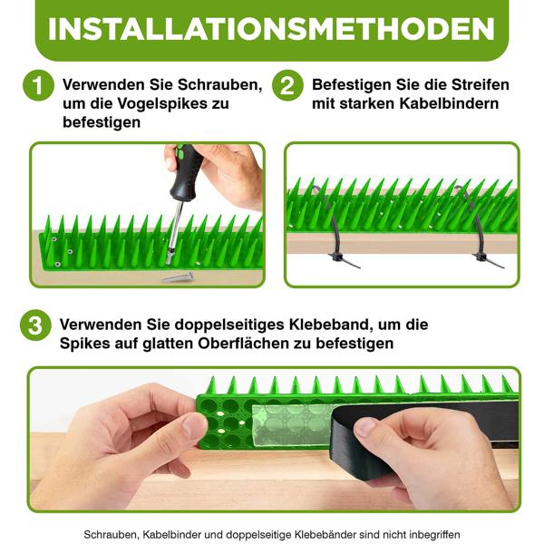 Taubenabwehr-Spikes, 5,4m: 12 braune Module (45cm). Zuverlässige Anti-Vogel-Spikes für wirksamen Schutz. Diskret & einfach zu installieren