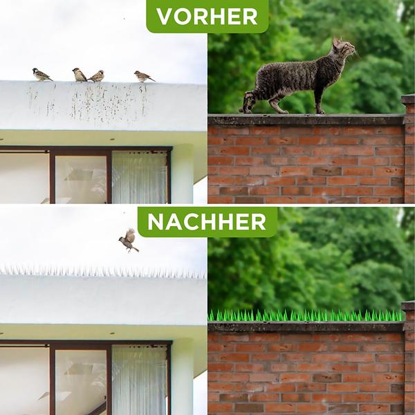 Taubenspikes Anti-Vogel-Spikes 5,4m grün - Effektiver Vogelschutz für Fensterbänke & Dachkanten - UV-beständiges Polycarbonat-3-Reihen-Design