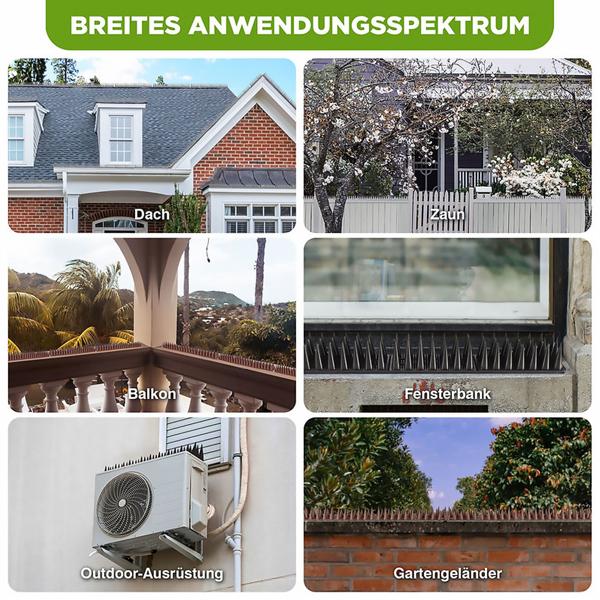 Taubenspikes 5,4m – effektive Anti-Vogel-Spikes in Grau , je 45 cm – wetterfest, einfach zu montieren – Schutz vor Vögeln auf Balken & Fensterbänken