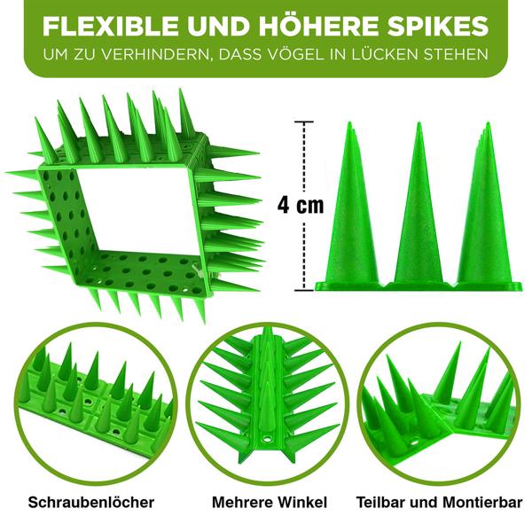 Taubenspikes 5,4m – effektive Anti-Vogel-Spikes in Grau , je 45 cm – wetterfest, einfach zu montieren – Schutz vor Vögeln auf Balken & Fensterbänken