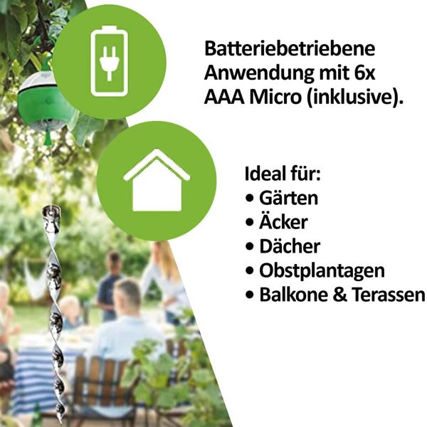 2er-Set Ultraschall-Vogelvertreiber (je 50m²): Effektiver Vogelschreck zum Aufhängen für zuverlässige Vogelabwehr im Aussenbereich