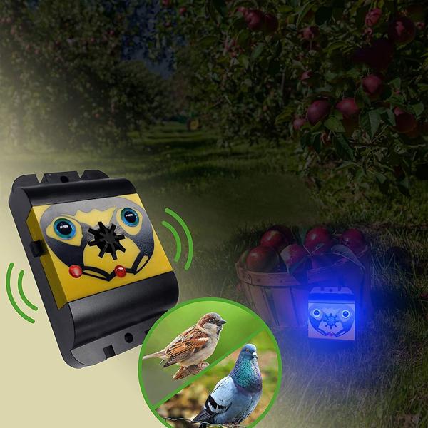 Mobiler Ultraschall-Vogelvertreiber, 40m², Vogelschreck, originelles Design, gelb-schwarz, inkl. Batterien, effektive Vogelabwehr
