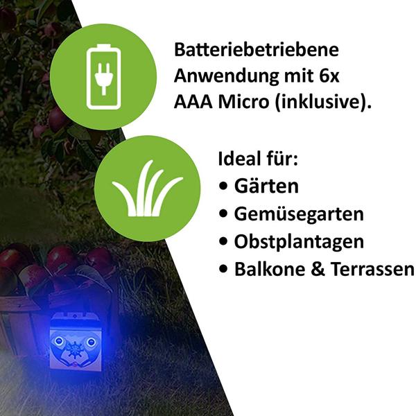 Mobiler Ultraschall-Vogelvertreiber, 40m², Vogelschreck, originelles Design, gelb-schwarz, inkl. Batterien, effektive Vogelabwehr