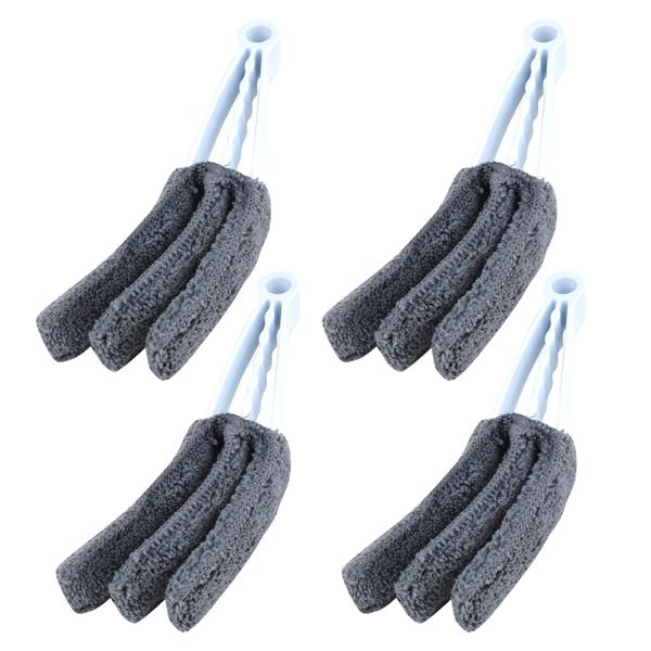 4er-Set Flexibler Jalousien- und Lamellen-Reiniger - Mikrofaser-Fleece waschbar für Heizkörper & Jalousien - 3 Reinigungsflächen - Anthrazit 20cm