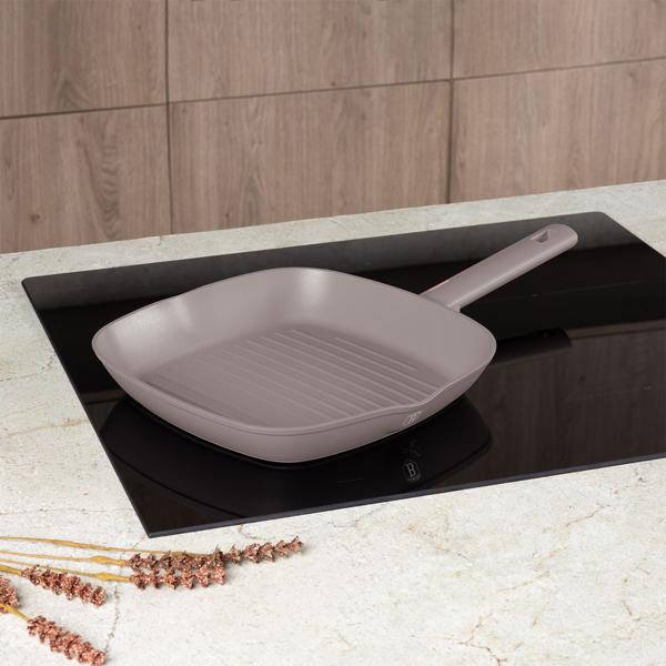 Design-Grillpfanne 28cm, edles taupe, Aluminium, 3-fach Titan beschichtet – Soft-Touch-Griff, alle Herdarten, die Grillpfanne für Profis & Hobbyköche