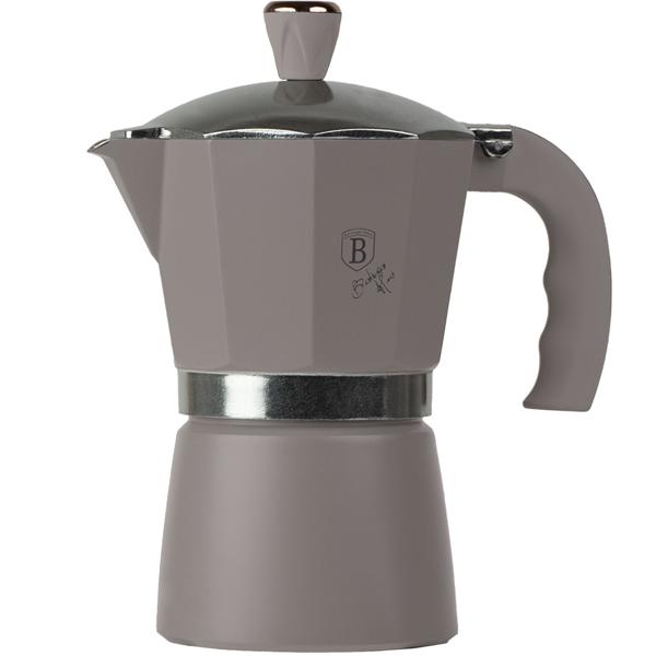 Espressokocher Taupe 9 Portionen (450ml) - Aluminium Kaffeekocher für Gas- Elektro- Glaskeramikherde - Modernes Design Soft-Touch-Griff