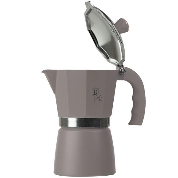 Espressokocher Taupe 9 Portionen (450ml) - Aluminium Kaffeekocher für Gas- Elektro- Glaskeramikherde - Modernes Design Soft-Touch-Griff