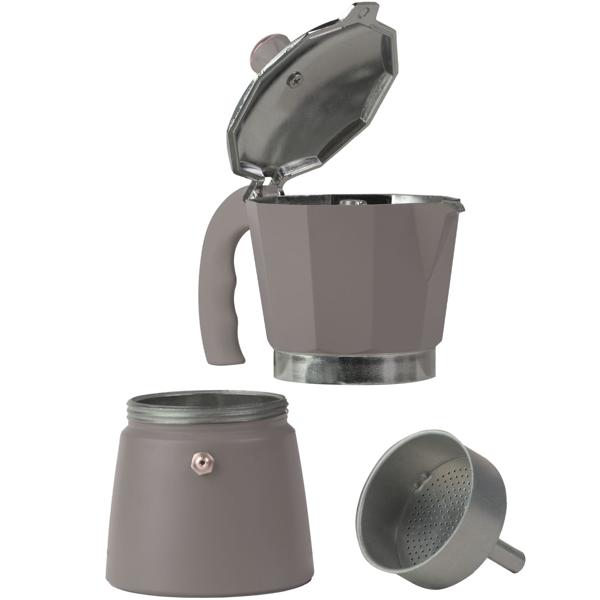 Espressokocher Taupe 9 Portionen (450ml) - Aluminium Kaffeekocher für Gas- Elektro- Glaskeramikherde - Modernes Design Soft-Touch-Griff