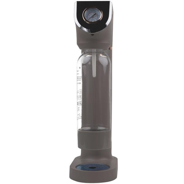 Wassersprudler im Design-Look, taupe, mit 2 BPA-freien Flaschen & Barometer: für sprudelnde Getränke, stilvoll & praktisch für jeden Haushalt