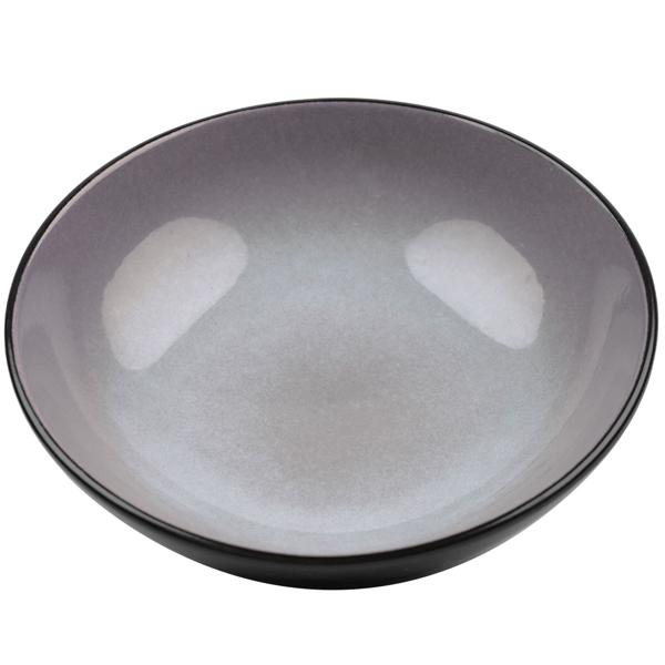 Modernes Design-Geschirr-Set aus hochwertigem Steingut, 18-teilig, in stilvollem Taupe/Schwarz, robust, spülmaschinen- & mikrowellengeeignet