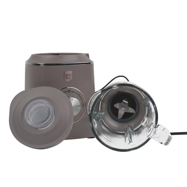 Design-Standmixer mit Glasbehälter, trendiges taupe, 1,5L - starke 1000W, Edelstahlklingen, 2 Stufen & Pulsfunktion - Saucen, Smoothies, sogar Crushed Ice