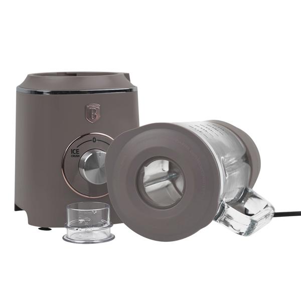 Design-Standmixer mit Glasbehälter, trendiges taupe, 1,5L - starke 1000W, Edelstahlklingen, 2 Stufen & Pulsfunktion - Saucen, Smoothies, sogar Crushed Ice