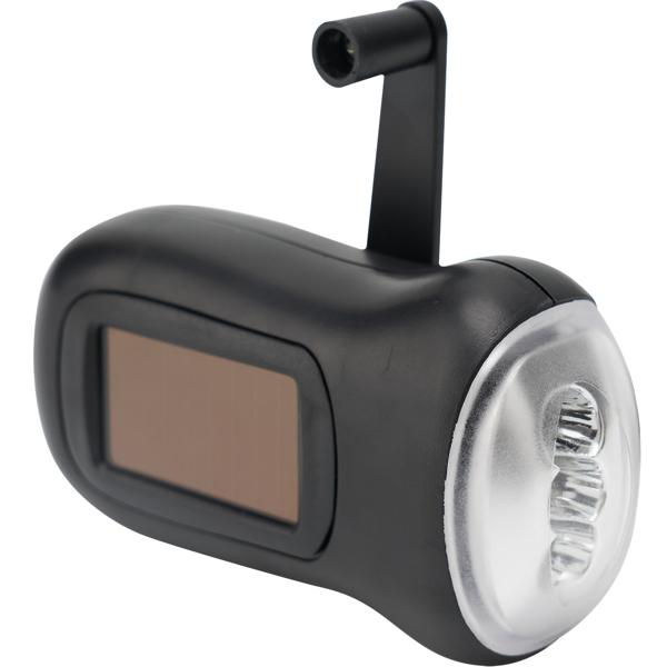 Praktische LED-Dynamo-Taschenlampe mit Handkurbel und Solarpanel, 3 High Power LEDs, 20 lm, Li-Ion-Akku, ideal bei Camping, Reisen, Outdoor