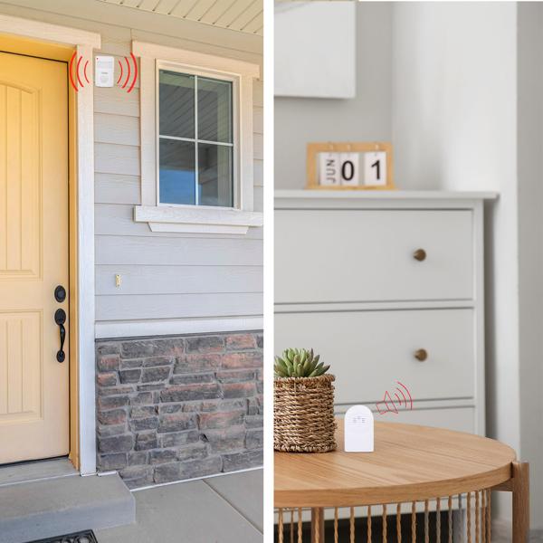 2er-Set Kabelloser Funk-Bewegungsmelder mit Klingel, PIR-Sensor, 8m Reichweite. Batteriebetriebener Durchgangsmelder mit Empfänger, einfach installiert